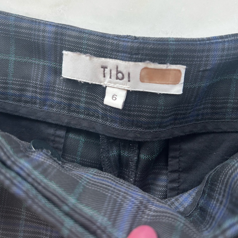 Tibi Marvel Blue/Black Plaid Taylor Straight Leg Pants Size 6 Officewear - Picture 5 of 8